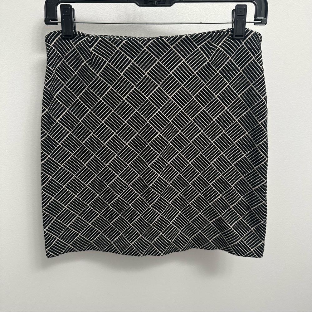 Old Navy Stretch Bodycon Y2K Mini Skirt Squares Stripes Black White XS